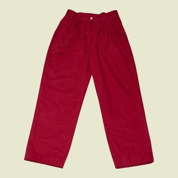 Mondi Pants - Vintage 80s MONDI West Germany Red High Waisted Pleated Trousers Womens 38 25x25